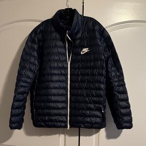 Nike Navy Quilted Jacket with White Accents